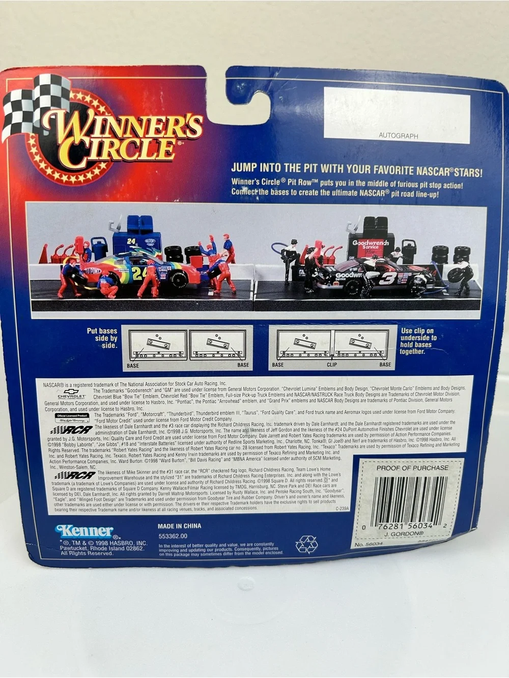 FINAL SALE! Winner's Circle 1998 Jeff Gordon #24 NASCAR Pit Row Series Diecast